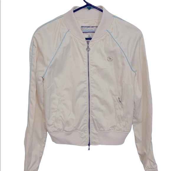 cream colored bomber jacket
